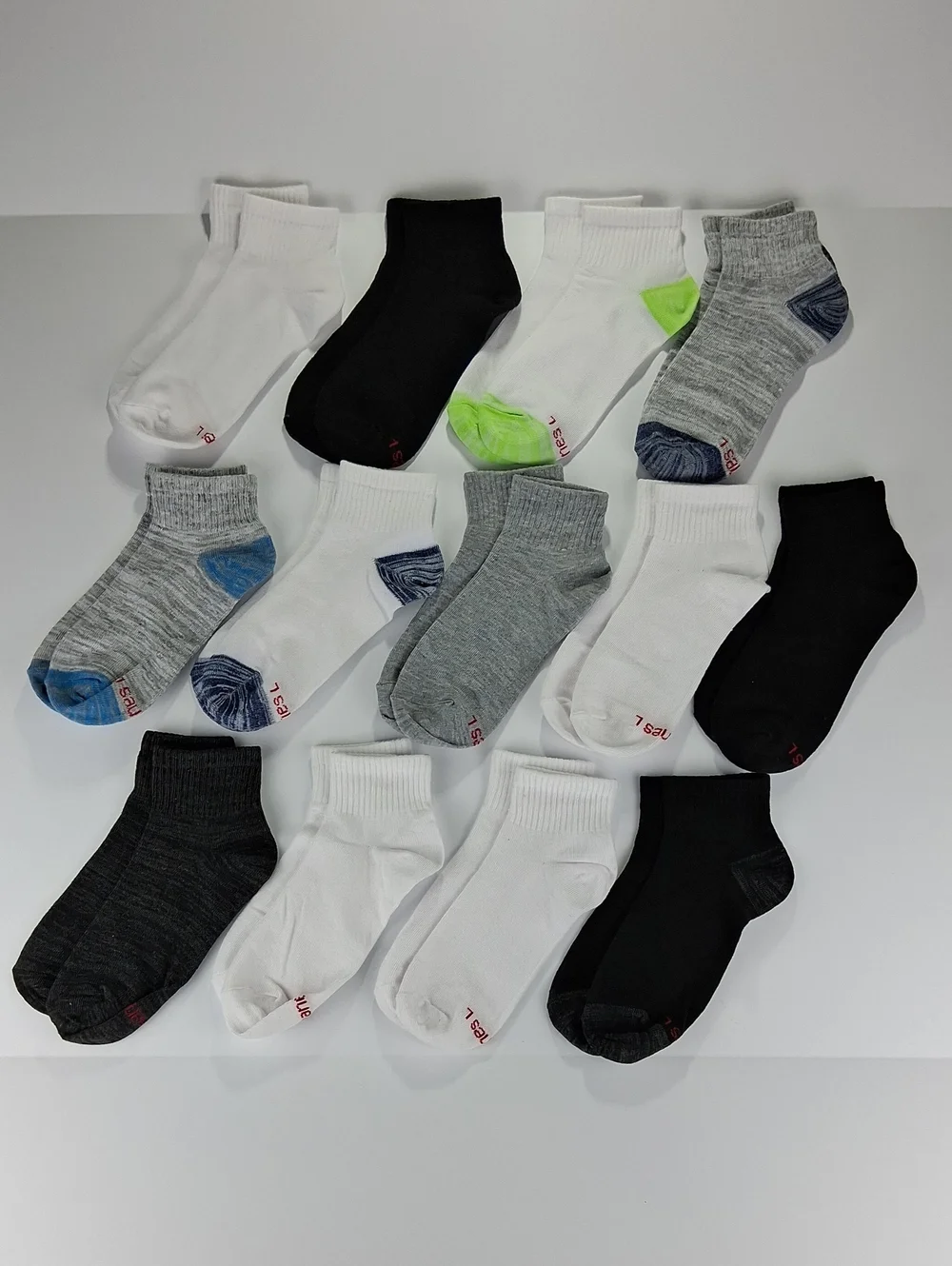 Boys Hanes Ankle Socks Size Large 13 Pairs Assorted Colors
